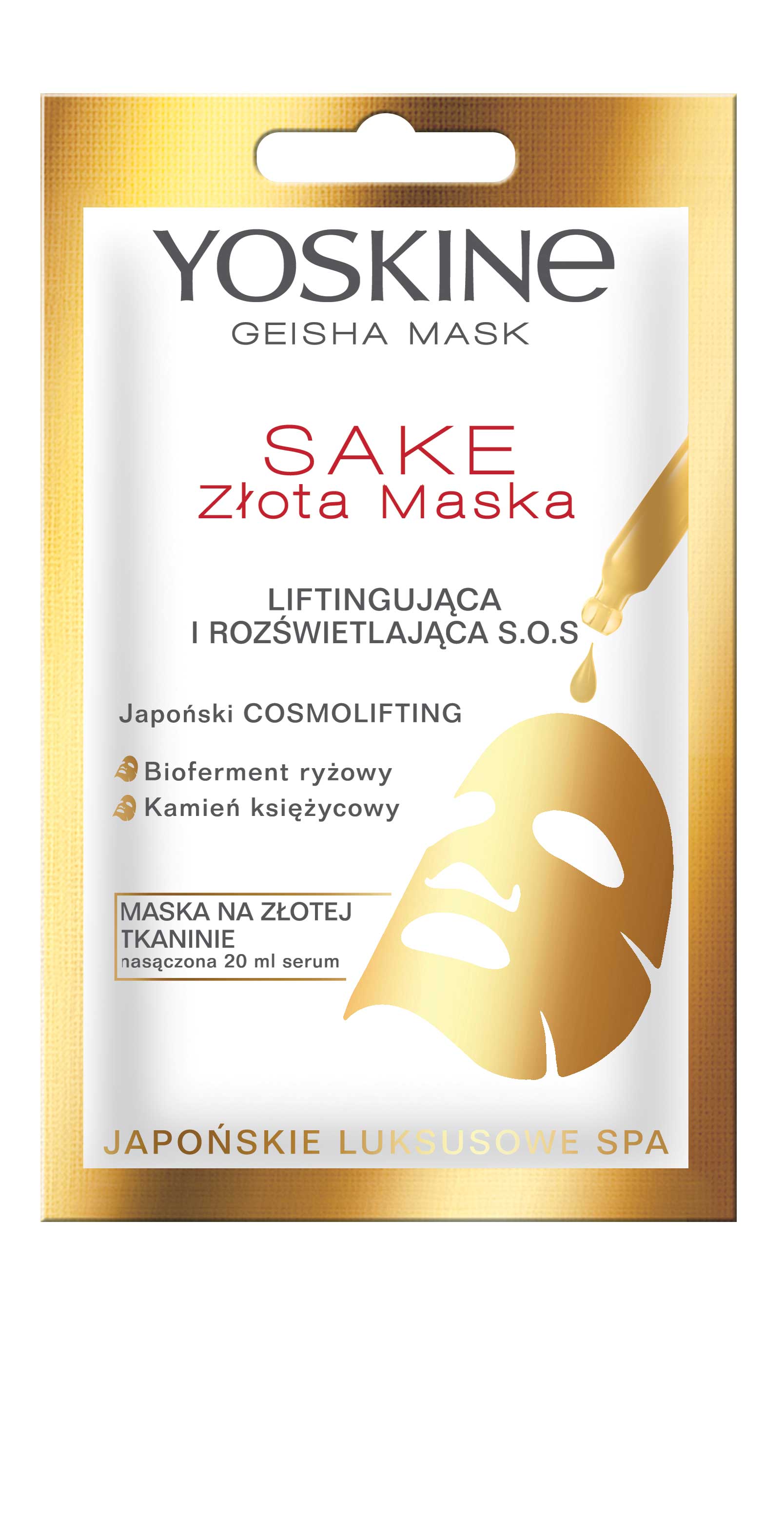 YOSKINE GEISHA MASK SAKE – Maska na złotej tkaninie