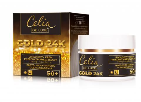 Celia De Luxe GOLD 24k  Luksusowy krem przeciwzmarszczkowy 50+  LIFTING i NAWILŻENIE
