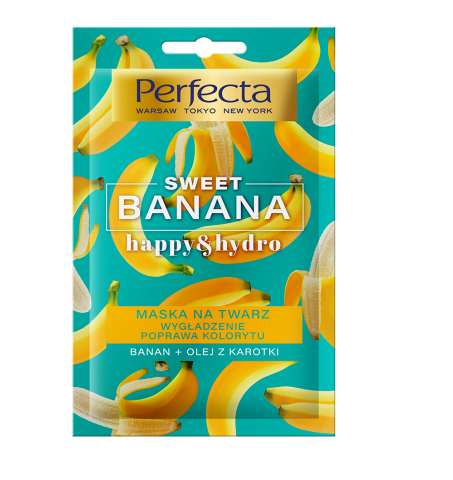 PERFECTA SWEET BANANA HAPPY&HYDRO maska na twarz wygładzenie, poprawa kolorytu, banan+olej z karotki