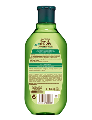 szampon do włosów normalnych, zielona herbata, eukaliptus, cytrus