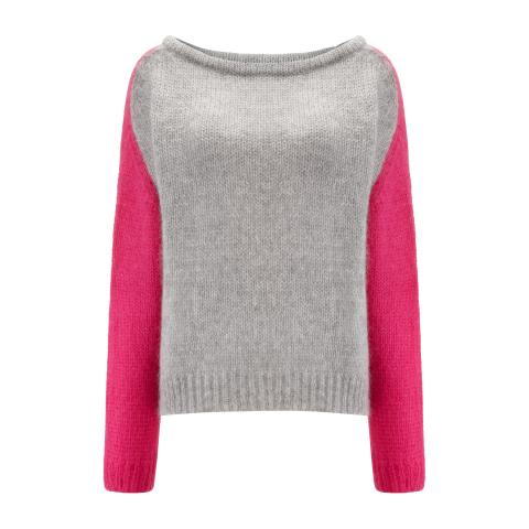 BUNNY THE STAR Sweter Sky Grey-Candy Pink