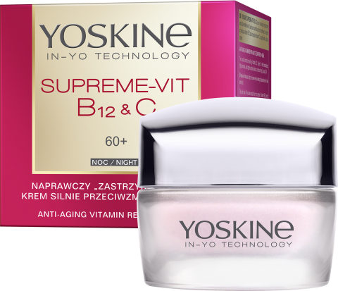 YOSKINE SUPREME-VIT B12&C Naprawczy zastrzyk witamin krem silnie przeciwzmarszczkowy na noc 60+