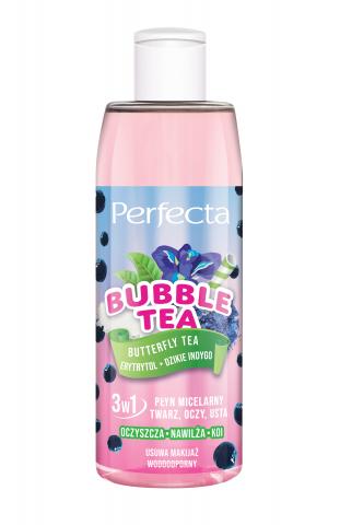 PERFECTA BUBBLE TEA BUTTERFLY TEA PŁYN MICELARNY TWARZ, OCZY, USTA 3w1 BUTTERFLY TEA, ERYTRYTOL + DZIKIE INDYGO