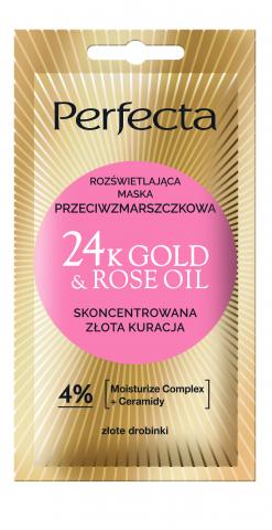 NOWOŚĆ 2025! PERFECTA 24K GOLD&ROSE OIL ROZŚWIETLAJĄCA MASKA PRZECIWZMARSZCZKOWA