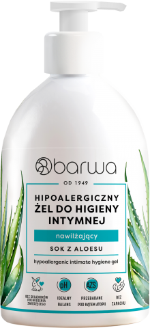BARWA HIPOALERGICZNY ŻEL DO HIGIENY INTYMNEJ Z SOKIEM Z ALOESU nawilżający
