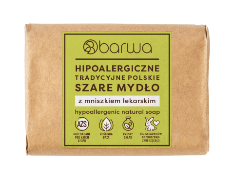 BARWA HIPOALERGICZNE TRADYCYJNE POLSKIE SZARE MYDŁO Z EKSTRAKTEM Z MNISZKA LEKARSKIEGO