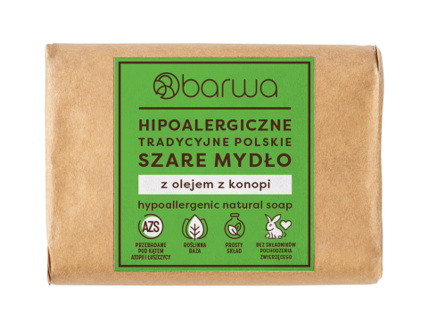 BARWA HIPOALERGICZNE TRADYCYJNE POLSKIE SZARE MYDŁO Z OLEJEM Z KONOPII